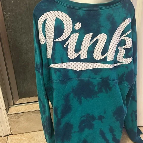 Teal Tie-Dye Long Sleeve Shirt with Dog Logo - Picture 3 of 5